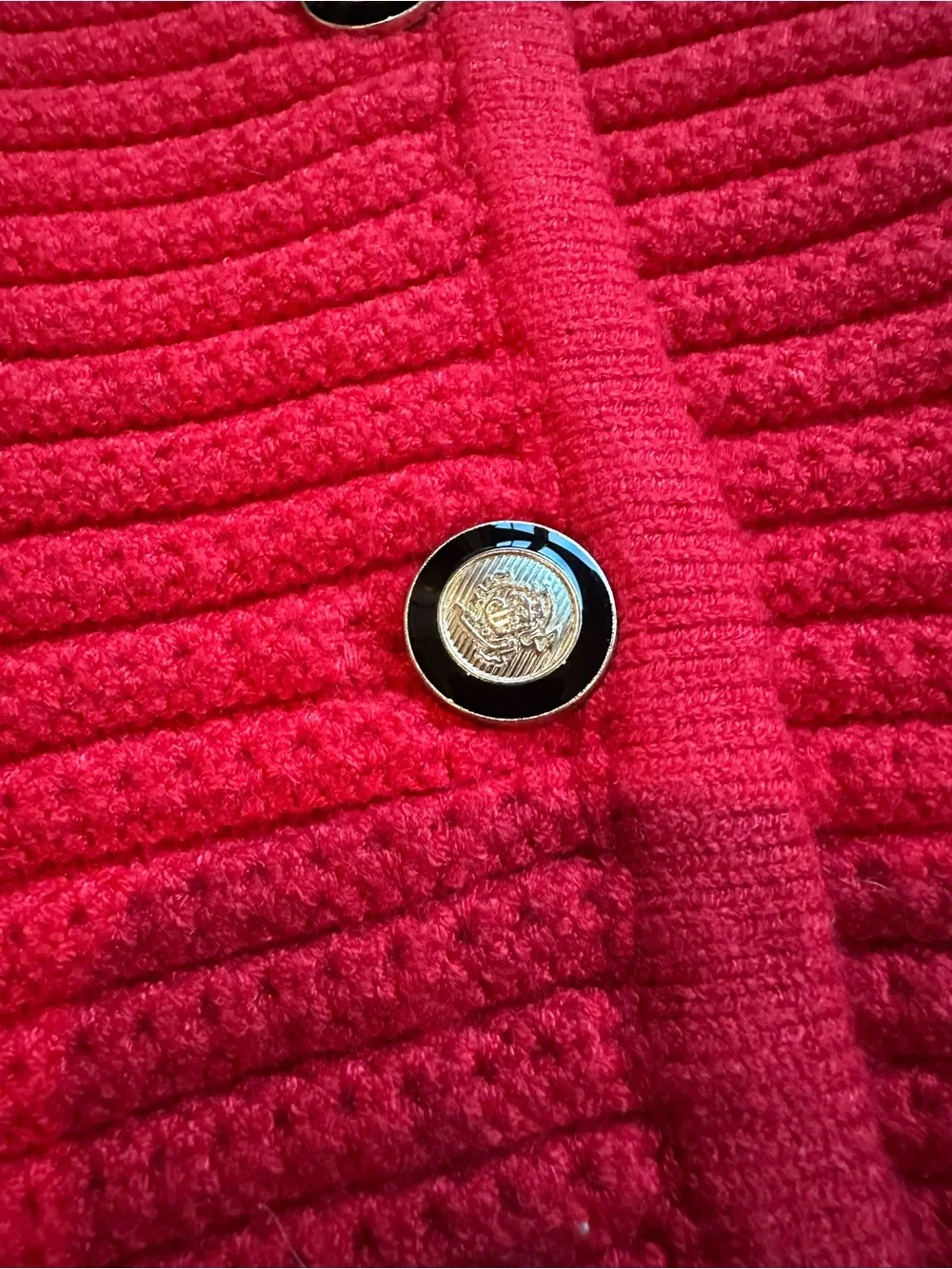 Red Ribbed Knit Button-Front Vest - Picture 2 of 5